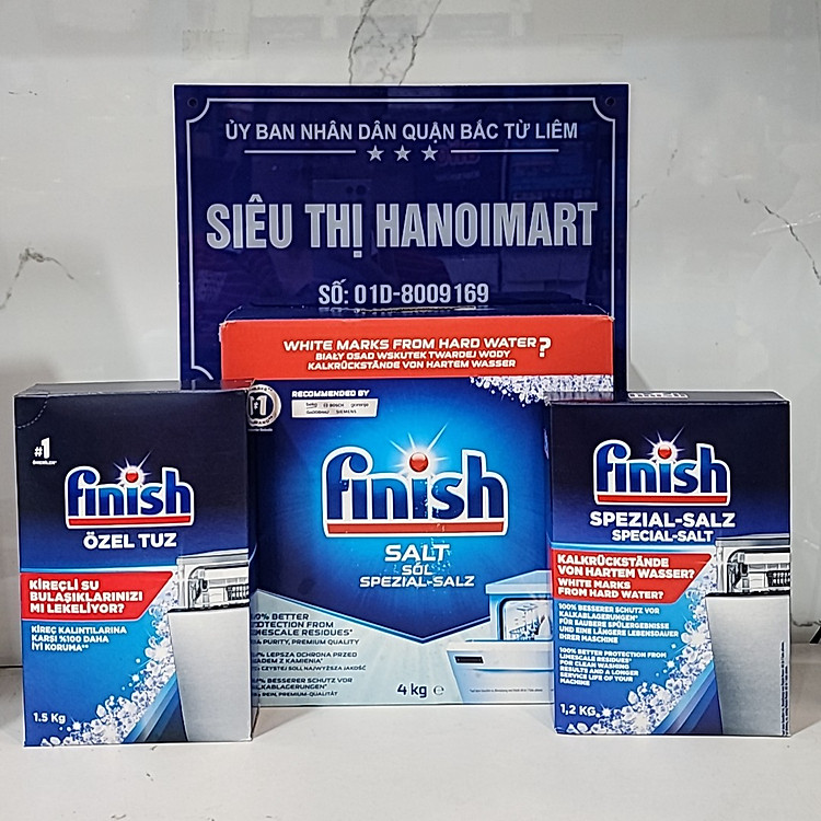 Muối rửa bát Finish 4kg - Muối finish 4.0kg cho Máy rửa bát chén ly, Muối rửa chén finish hay gọi là Muối làm mềm nước Finish gói 1.5kg, 4 kg, 1.2kg