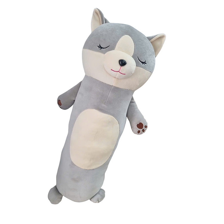 Gối ôm con cáo xám, mèo xám nhắm mắt siêu mềm đáng yêu (65cm) vải miniso mềm mịn êm ái hàng cao cấp - Hình ảnh 5