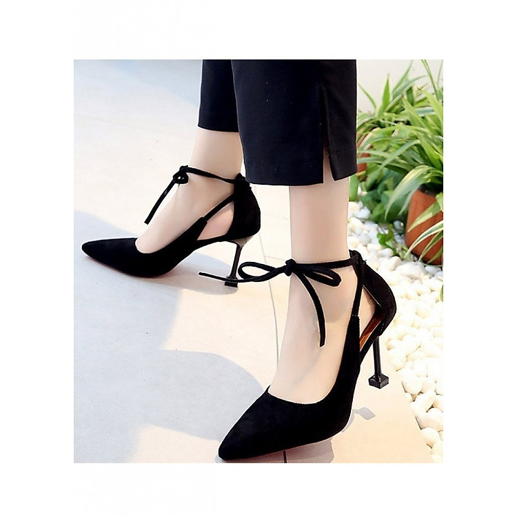 Giày sandal cao gót 9 phân buộc dây nơ