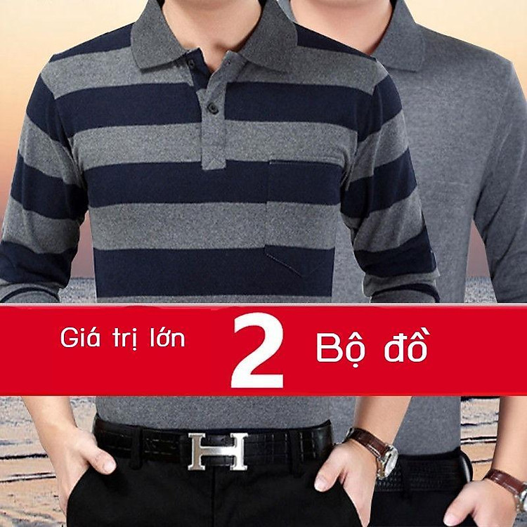 Áo thun polo tay dài thời trang dành cho nam độ tuổi trung niên