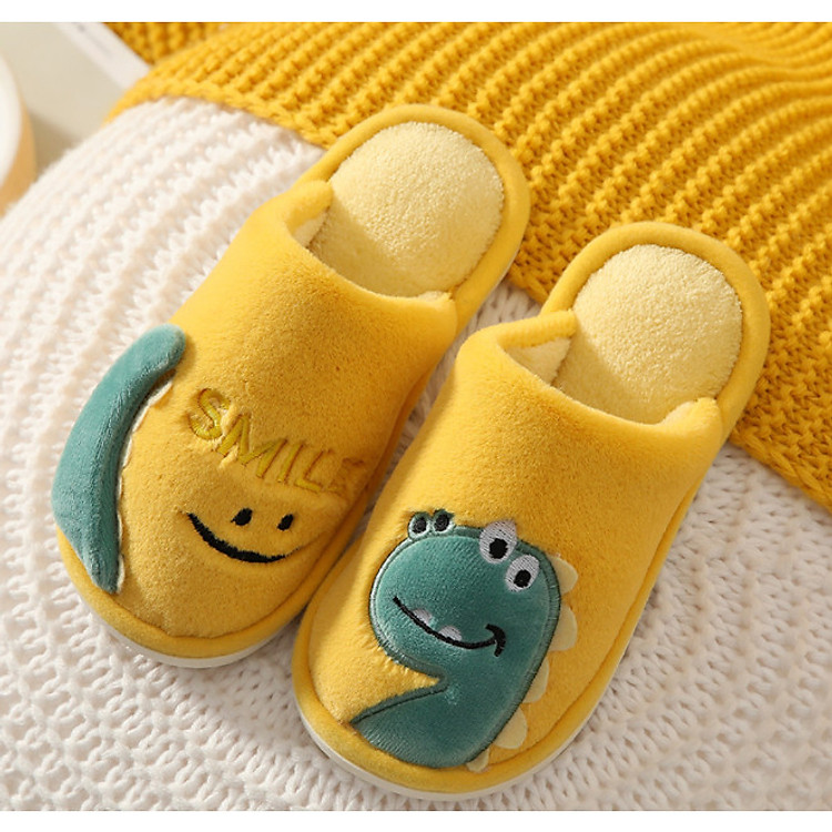 Dép Bông Đi Trong Nhà Cho Bé Siêu Ấm Hình Khủng Long - Mẫu 2