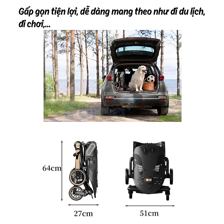 Xe đẩy Baobaohao V16 cho bé - Màu Xám Chính hãng Giá tốt - Hình ảnh 4