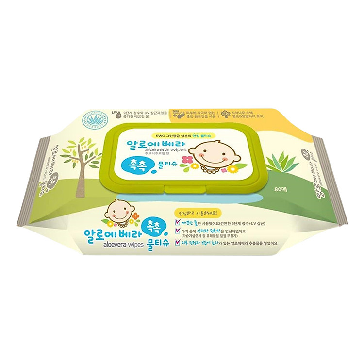 Khăn Ướt Living Aloe Vera Chok Chok (80 Tờ)