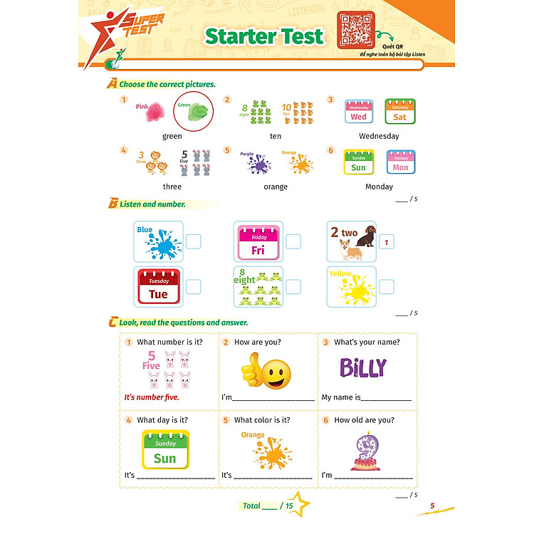 Super Test - Đề Kiểm Tra Nhanh Tiếng Anh Cho Học Sinh (Lớp 1-5) (MGB) - Ảnh 6