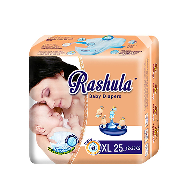 Rashula Tã Dán / Bỉm Siêu Thấm Hút Siêu mềm mỏng size XL25 Miếng