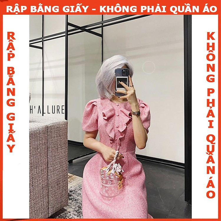 Rập đầm hồng tay phồng mã 1157 - giấy A0 - Ảnh 3