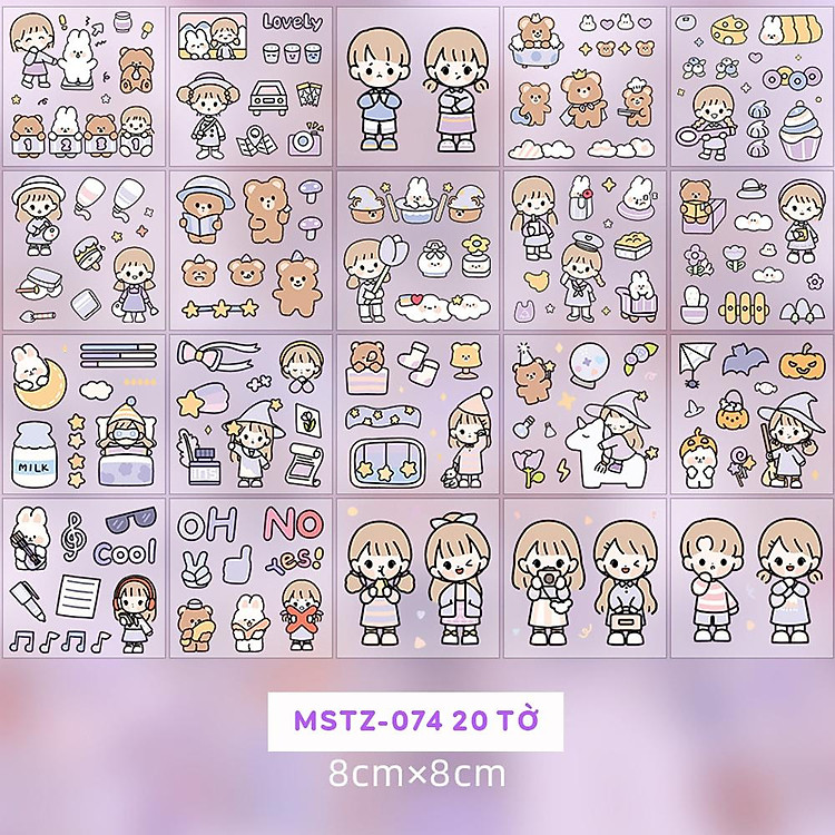 Sticker Nhiều Hình Cô Gái Và Bé Thỏ Telado MSTZ-07/2-6 (20 tờ) - Ảnh 2