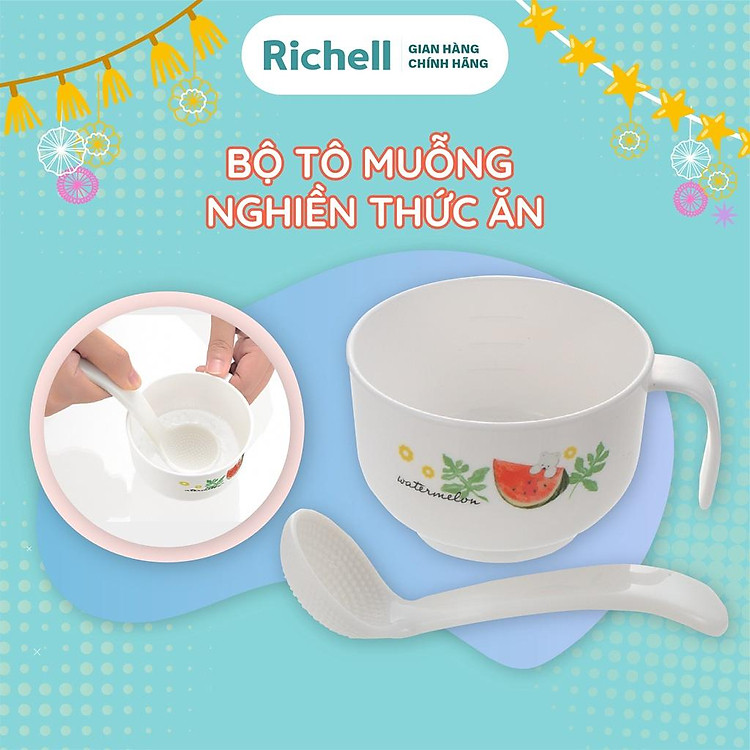 Bộ tô muỗng nghiền thức ăn Richell Nhật Bản | Baby