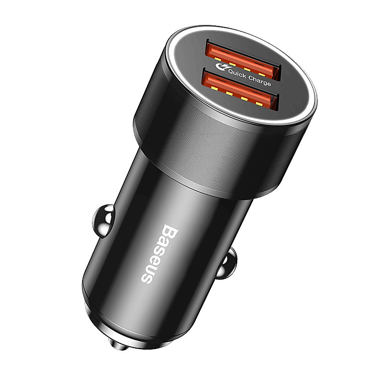 Sạc nhanh đa năng Baseus Small Screw Dual-USB dùng cho xe hơi (36W, Quick Charge 3.0, 2 Ports USB Car Charger) - Hàng Chính Hãng