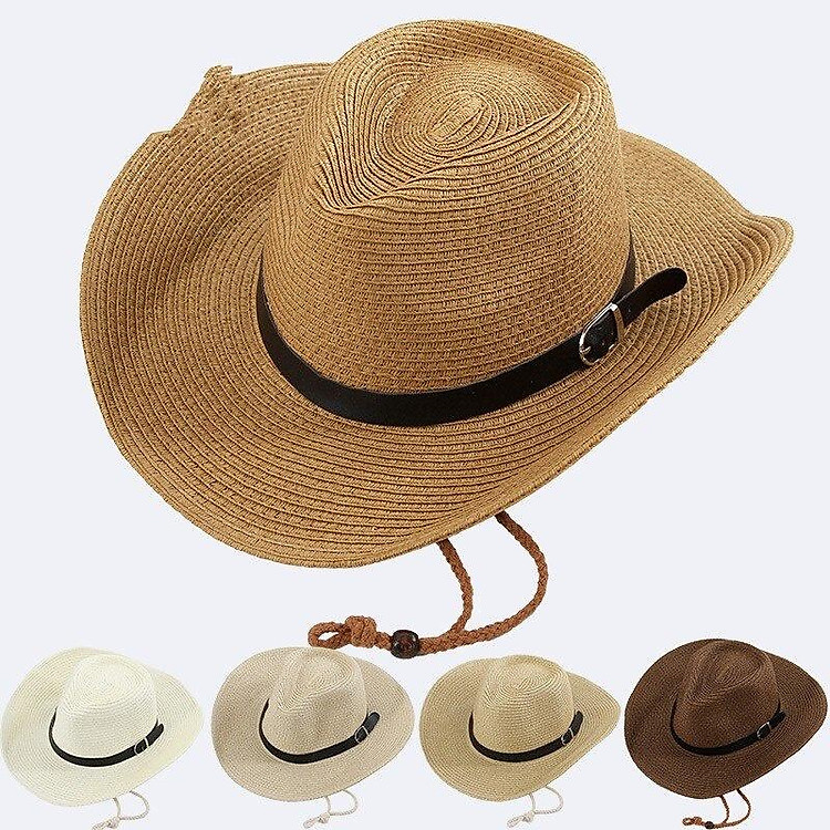 New Summer Hat Unisex Panama Hats Men Straw Cowboy Hat Beach Sun Hat Men's Western Cowboy Hats Outdoor Sun-shading Straw Hats