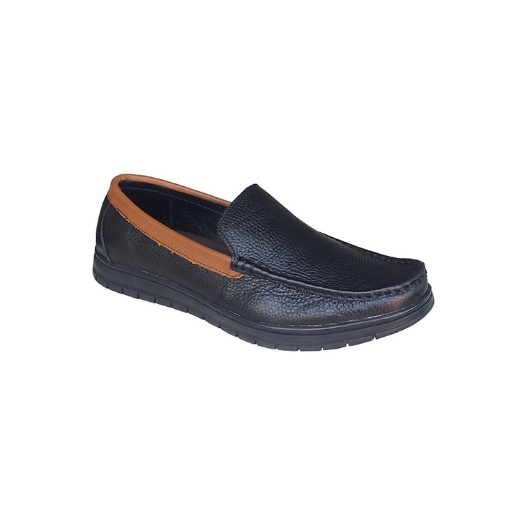 Giày lười nam Trường Hải da bò đen đế cao su chống mòn cao 2.5cm GMN014