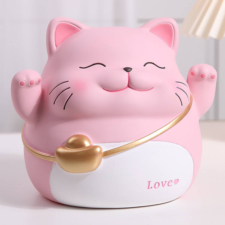 Ống Tiết Kiệm Mèo Thần Tài Đeo Túi Vàng (20 cm)