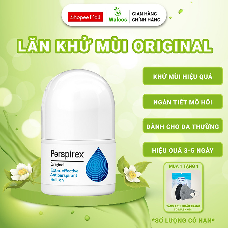 Lăn Khử Mùi Perspirex Original Chính Hãng Dành Da Thường - Khử Mùi & Ngăn Tiết Mồ Hôi Hiệu Quả (Chai 20ml)