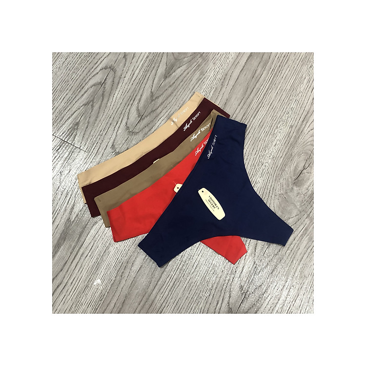 Combo 5 quần lót nữ su 521A mẫu trơn lọt khe in chữ chìm nhiều màu co dãn đàn hồi tốt thấm hút mồ hôi phù hợp mọi lứa tuổi thoải mái khi mặc - giao màu ngẫu nhiên
