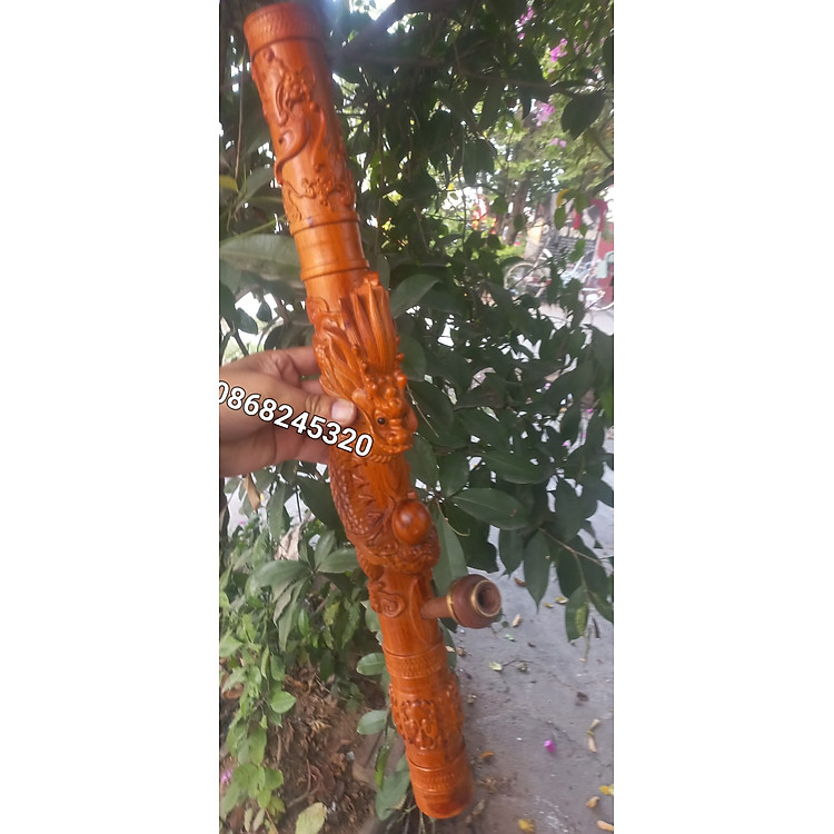Điếu cày khắc rồng gỗ hương đá (60×7×7cm) - Ảnh 4