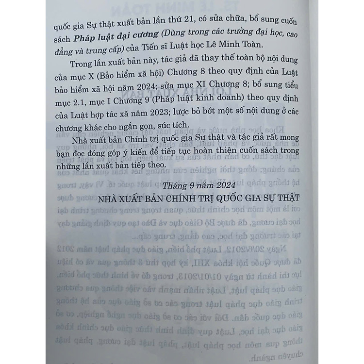 Pháp luật đại cương dùng trong các trường ĐH, CĐ và trung cấp (xuất bản lần 19, sửa đổi, bổ sung) - Ảnh 3