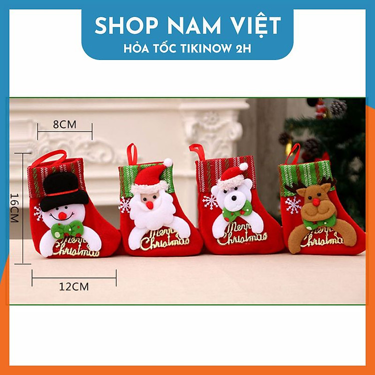 Vớ Nhung Đỏ Thêu Chữ Merry Christmas - Ảnh 2
