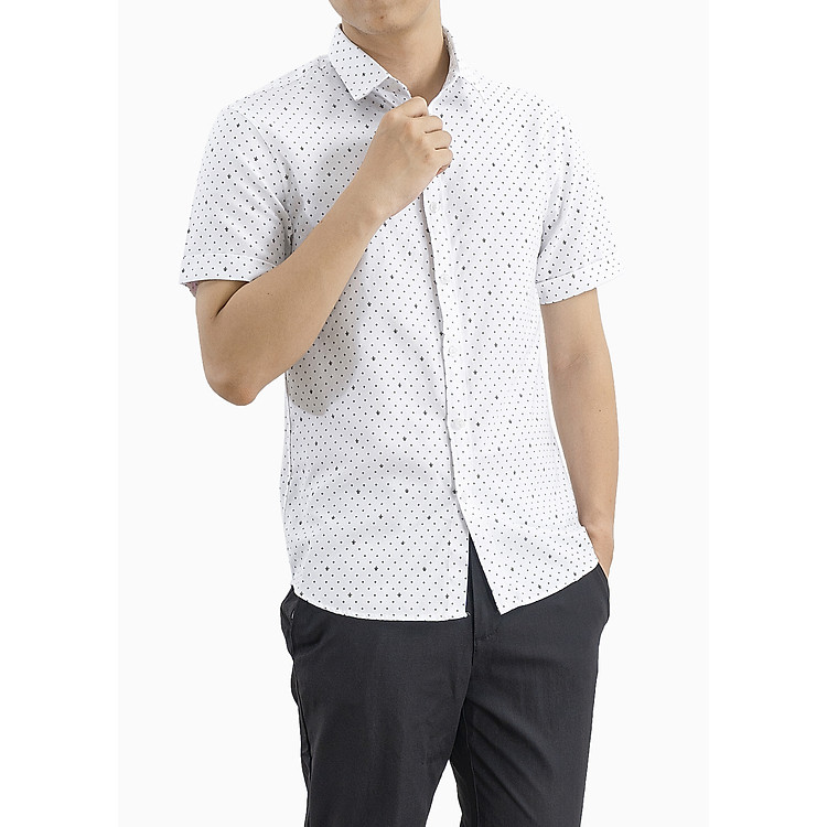 Áo Sơ Mi Nam Cộc Tay Họa Tiết Chất Cotton Cao Cấp VICERO