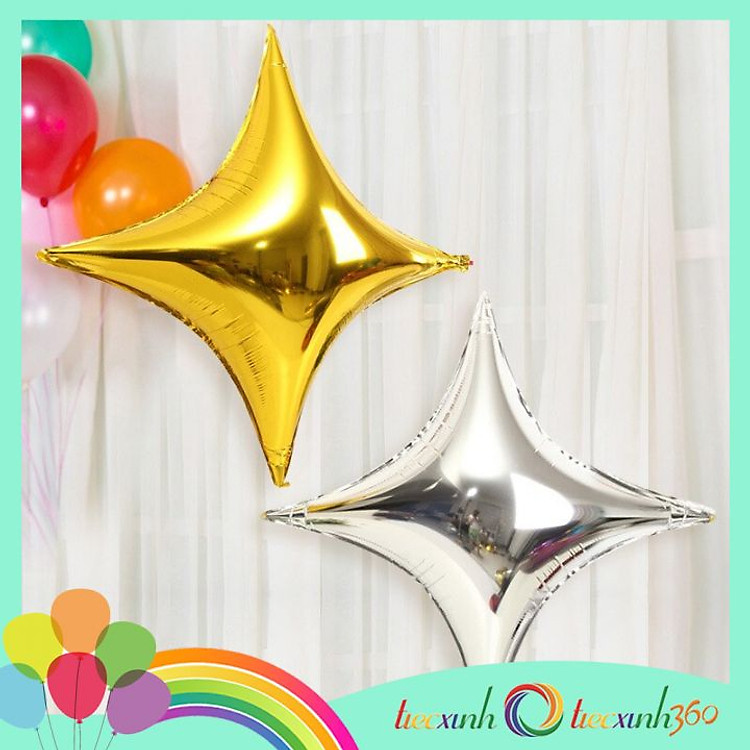 Bong bóng trang trí tiệc hình sao 4 cánh 60cm (2 cái)