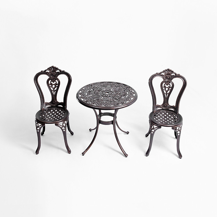 Bộ bàn ghế sân vườn nhôm đúc màu nâu