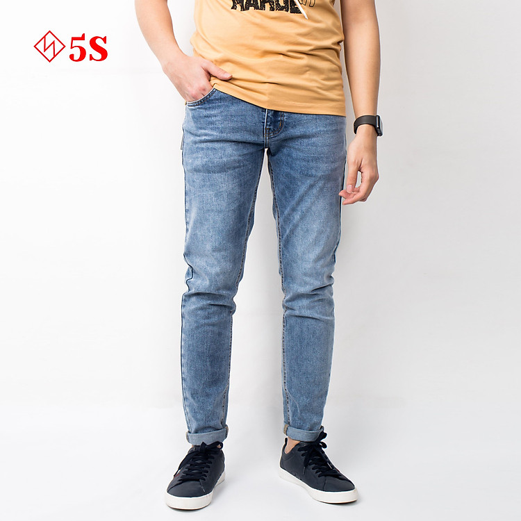 Quần Jean Nam 5S (QB5S002XAD) Xám Đá, Dáng Ôm Trẻ Trung, Nam Tính