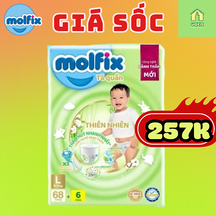 Chọn mua tại Shopee: Tã/quần Molfix Thiên nhiên size L mua giá tốt nhất tại Shop Mall
