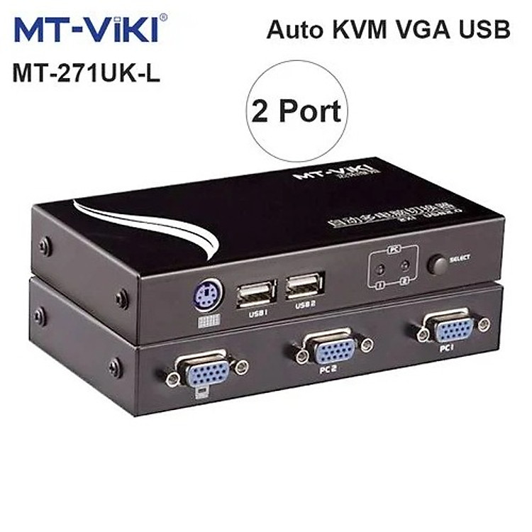 Auto KVM Switch 2 port USB PS2 chuyển mạch tự động 2 CPU ra 1 màn hình MT-VIKI MT-271UK-L.Hàng chính hãng !!!