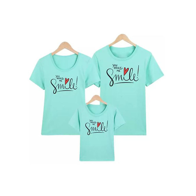 Áo Cho Cả Gia Đình Smile Màu Xanh Ngọc