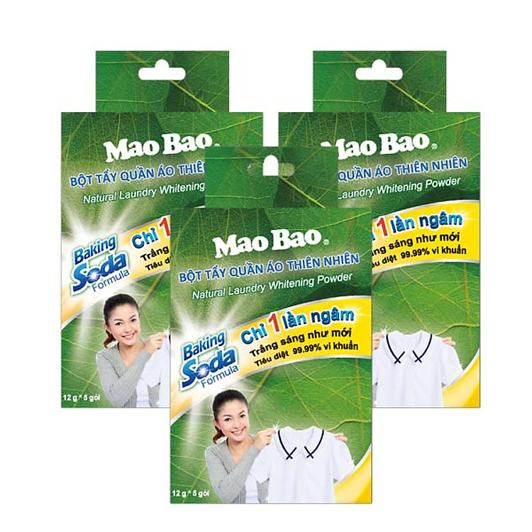 Combo 03 hộp Bột Tẩy Quần Áo Thiên Nhiên Baking Soda (12g x 5 gói)