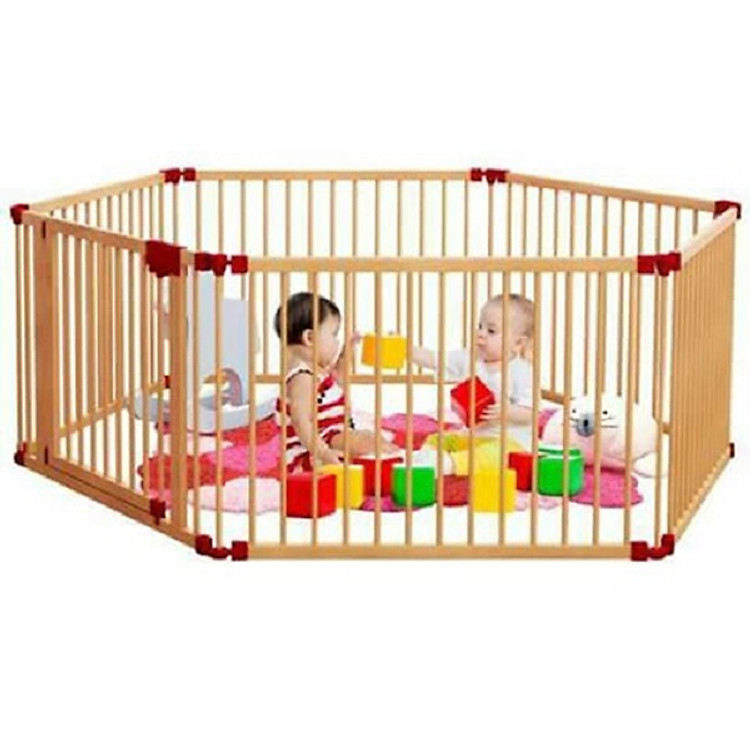 Cũi 5D màu gỗ tự nhiên 6 cánh