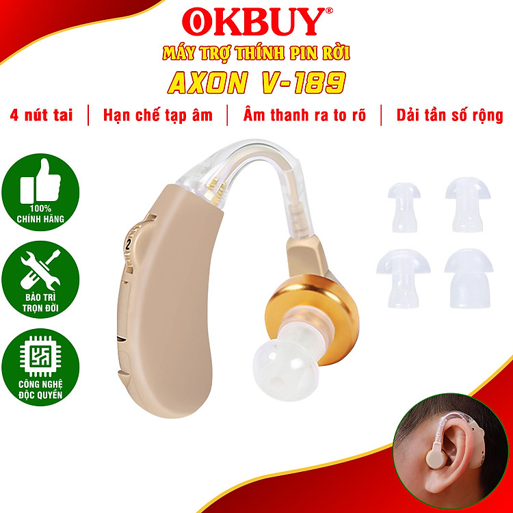 Máy (tai nghe) trợ thính không dây Axon V-189 - Kèm hộp đựng máy và phụ kiện