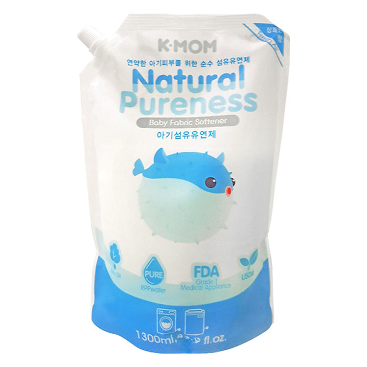 Nước xả vải hữu cơ K - Mom Hàn Quốc dạng túi (1300ml) - Xanh