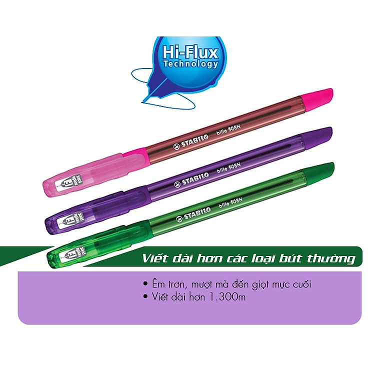 Bộ Bút Bi STABILO Bille 508N (4 chiếc) + Ruột Bút (3 chiếc) - Ảnh 3