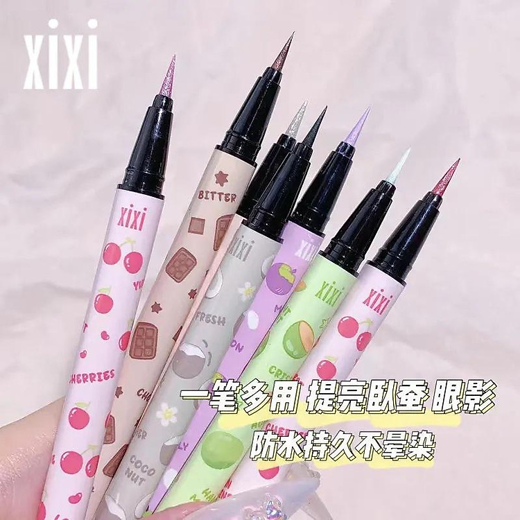 Bút kẻ mắt trang điểm xixi bút kẻ mắt sáng bóng không thấm nước chống mồ hôi phác thảo tự nhiên trang điểm mắt màu hồng