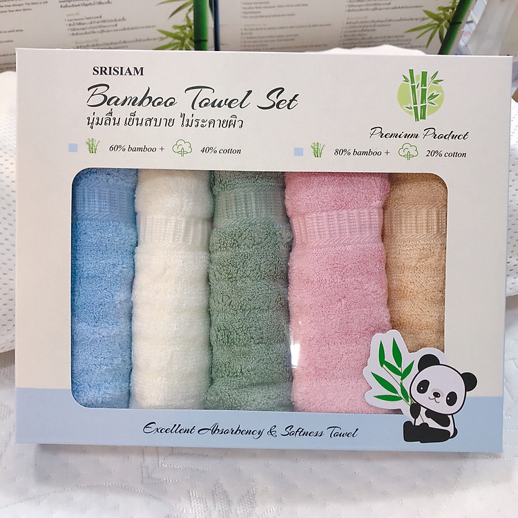 Combo 5 Khăn Mặt Sợi Tre Srisiam