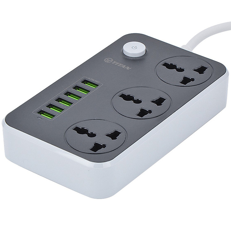 Ổ cắm điện thông minh 6 USB sạc nhanh 3.4A, dây dài 2 mét TITAN CD01 - Hàng chính hãng