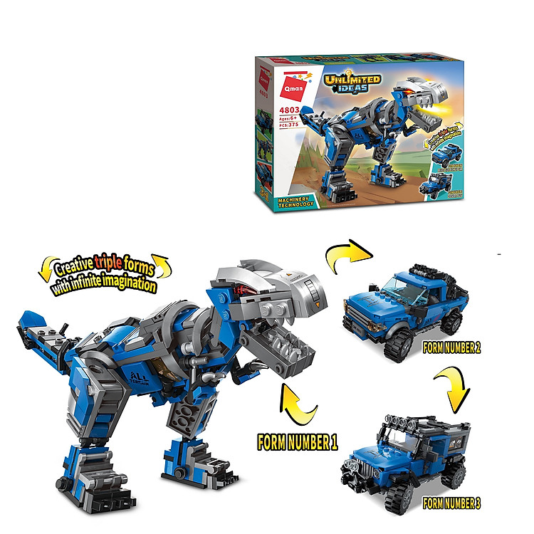 Đồ chơi lắp ghép Qman 4803 Khủng long Chính hãng Tiết kiệm - Hình ảnh 3