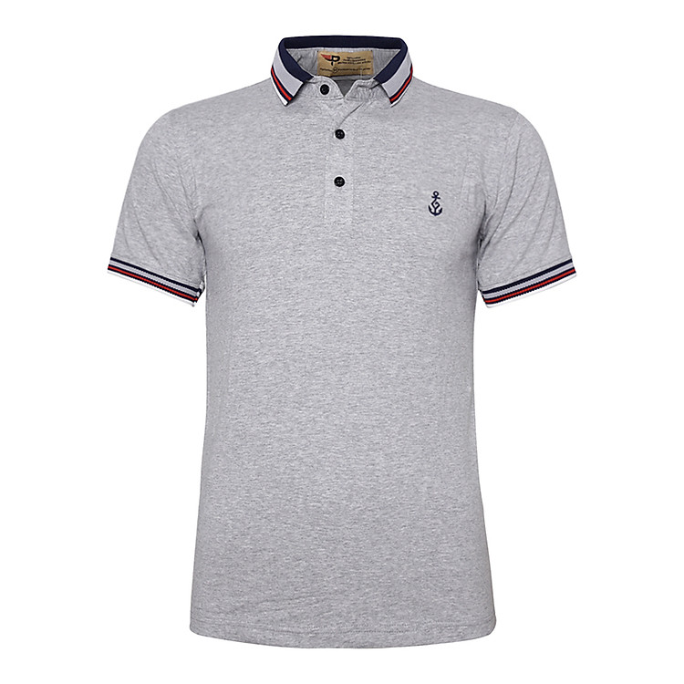 Áo thun nam Polo mỏ neo cổ phối Đẹp cực chất Pigofashion AHT07 (Xám)