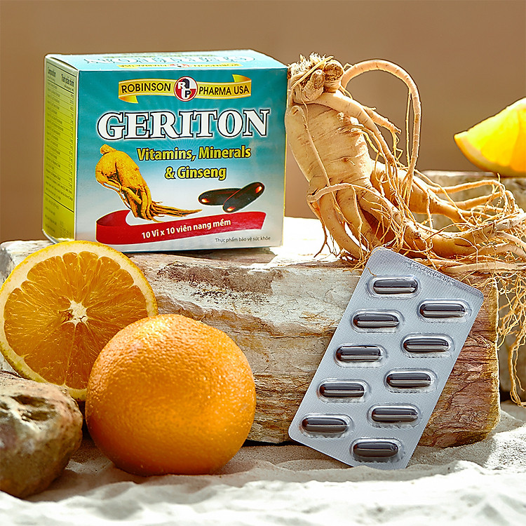 TPCN tăng cường thể lực chứa cao nhân sâm Hàn Quốc, vitamin -khoáng chất – GERITON – Robinson Pharma USA-Hộp 100 viên