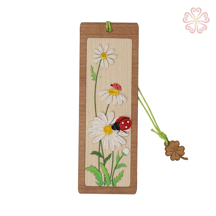 Book mark giấy xoắn nghệ thuật -hoa cúc trắng - Nhiều mẫu mã - size 13.5 x 5.3 cm .