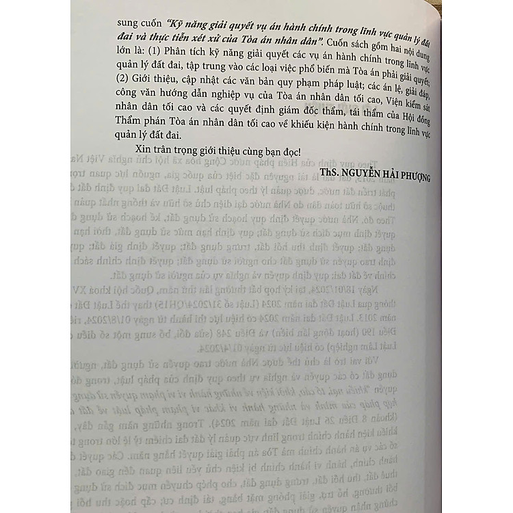 Kỹ Năng Giải Quyết Vụ Án Hành Chính Trong Lĩnh Vực Quản Lý Đất Đai (Tái Bản Lần Thứ Nhất, Có Sửa Đổi, Bổ Sung Theo Luật Đất Đai 2024) - Ảnh 3