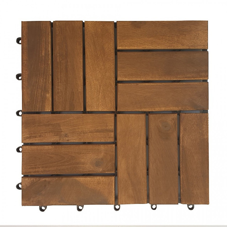 Bộ 30 tấm ván gỗ lót sàn 12 nan - nâu đỏ