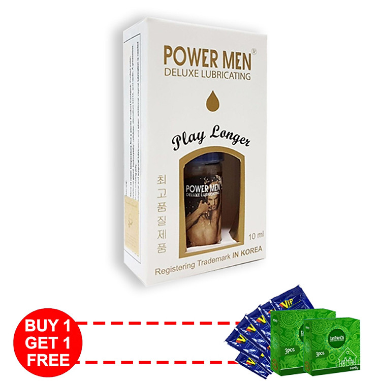 Gel bôi trơn Kéo Dài thời gian Powermen Longer ( 10ml ) - Tặng 2 hộp BCS TTC Family (hộp 3 cái) và 10 gói gel VIP