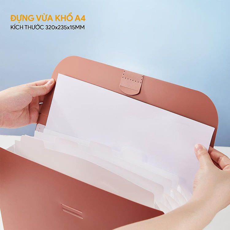 Cặp đựng tài liệu A4 5 ngăn AO+ - Xanh rêu - Ảnh 5