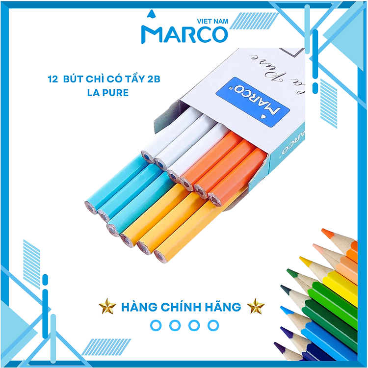 Bộ Bút Chì 2B Marco La Pure (12 chiếc)