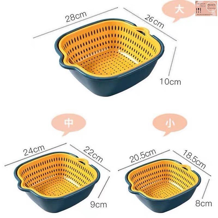 Bộ rổ nhựa kèm chậu - Bộ rổ nhựa chữ nhật 6 món cao cấp mới 2021