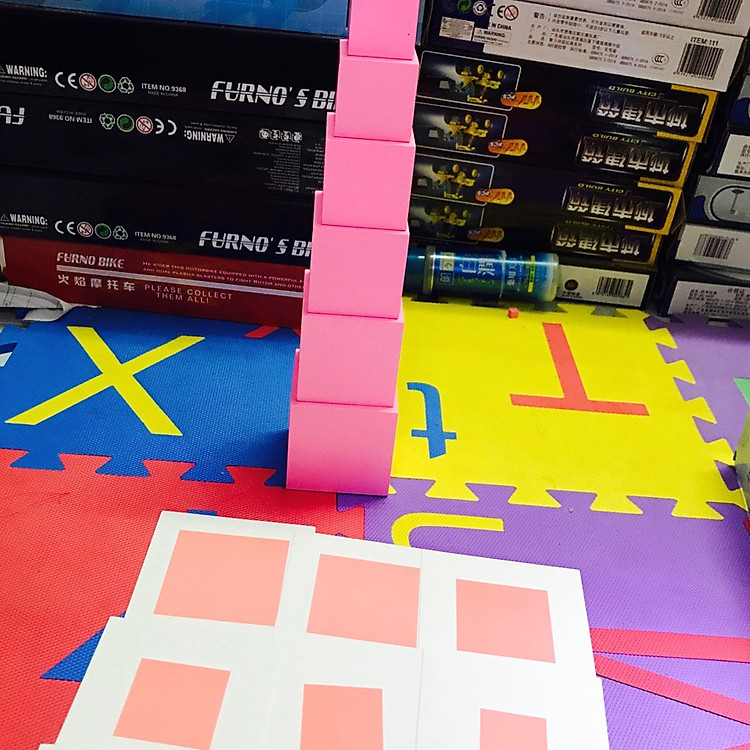 Bộ tháp hồng kèm thẻ nhỏ cho hộ gia đình Giáo cụ Montessori