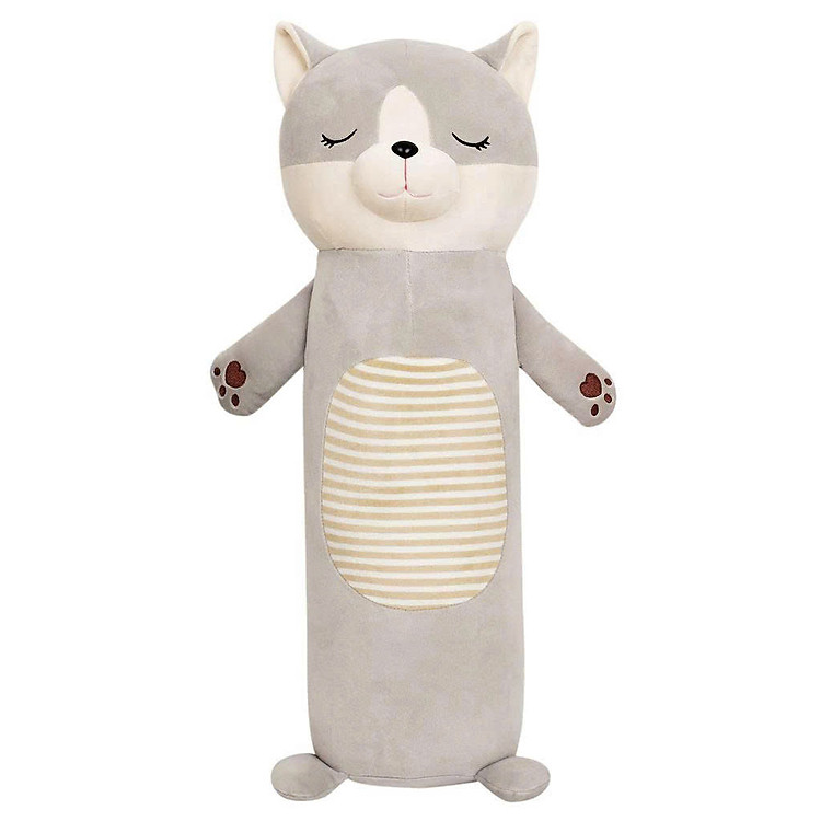 Gối ôm con cáo xám, mèo xám nhắm mắt siêu mềm đáng yêu (65cm) vải miniso mềm mịn êm ái hàng cao cấp