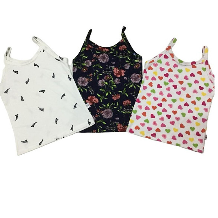 Áo dây bé gái - set 3 áo - thun coton xuất dư mặt mát họa tiết đẹp, dễ thương từ 6-40 kg MD081