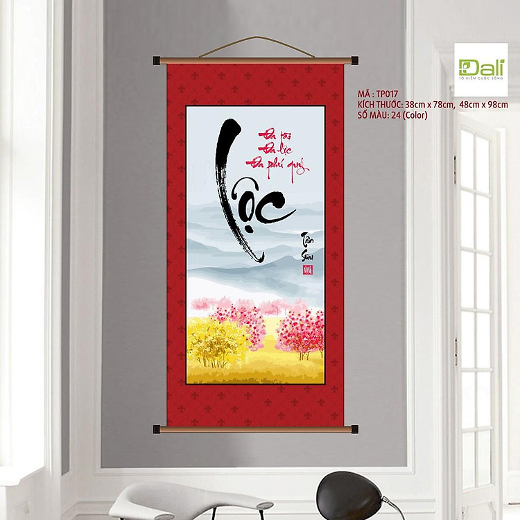 Tranh tô màu số hóa DALI Tranh Thư pháp Lộc TP017